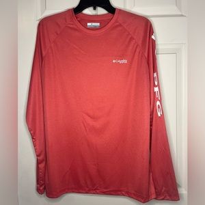 Columbia long sleeve fishing shirt - LARGE -Salmon color
